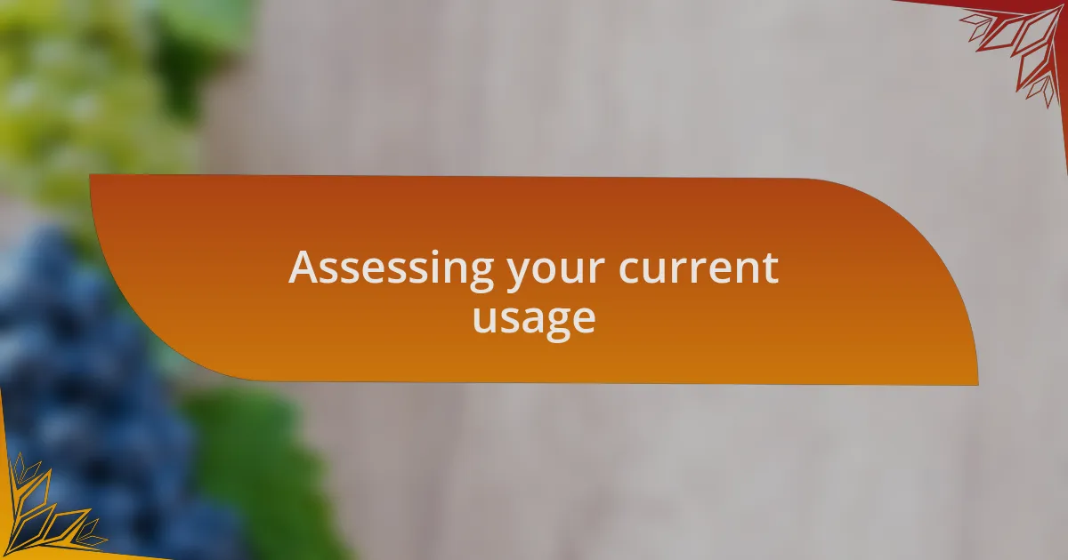 Assessing your current usage