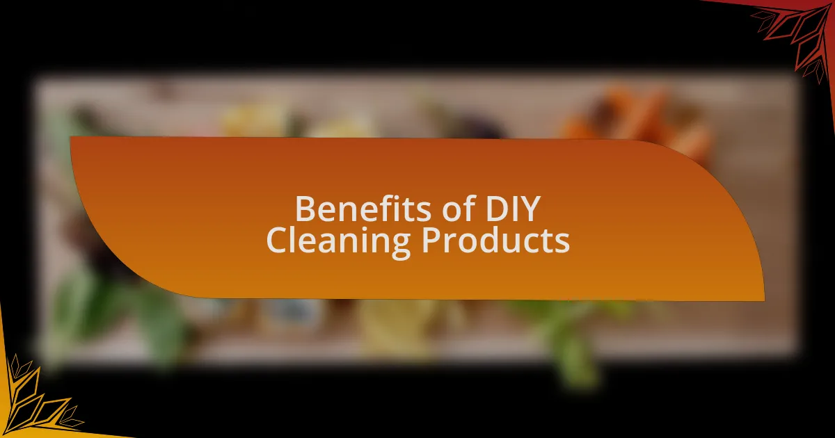 Benefits of DIY Cleaning Products