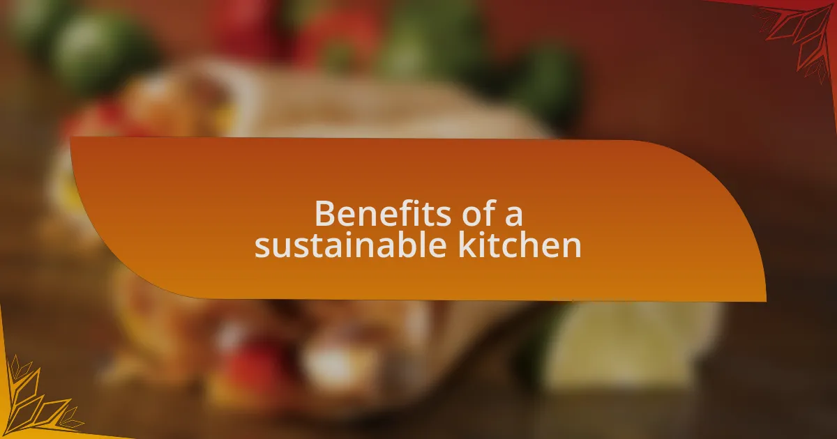Benefits of a sustainable kitchen