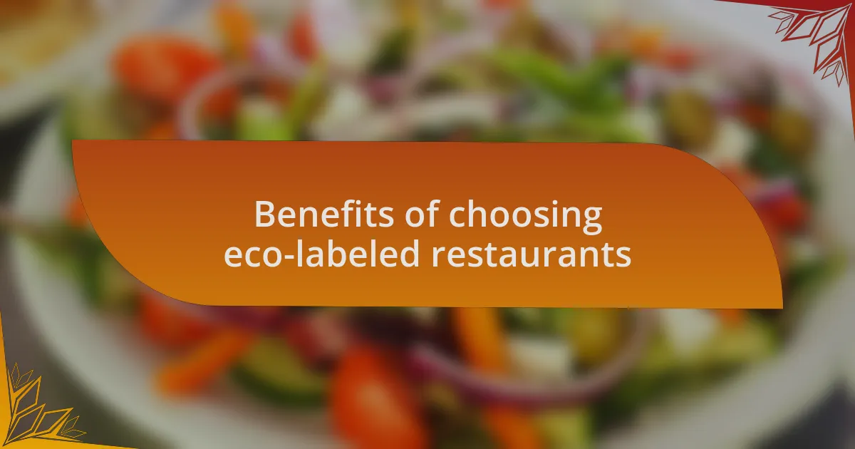 Benefits of choosing eco-labeled restaurants