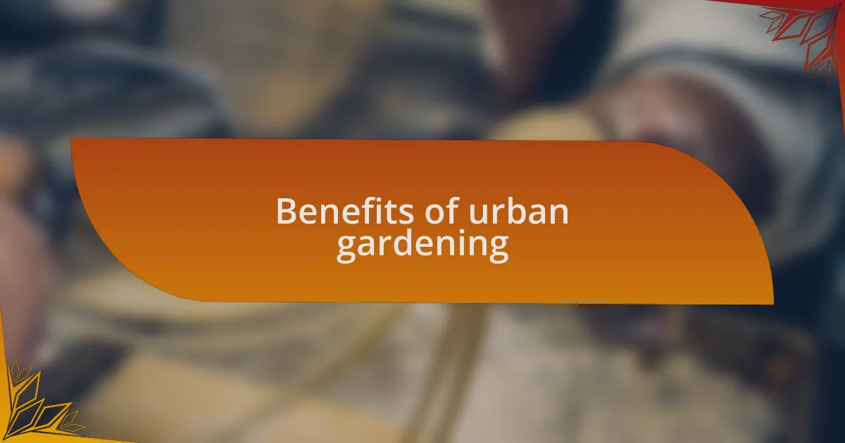 Benefits of urban gardening