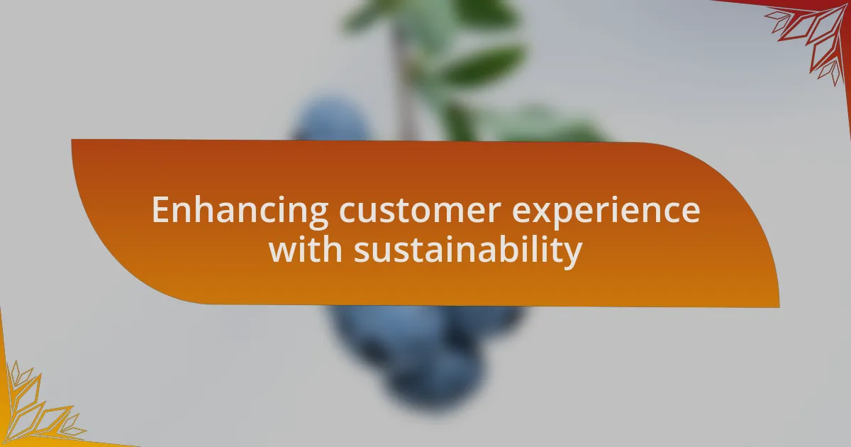 Enhancing customer experience with sustainability