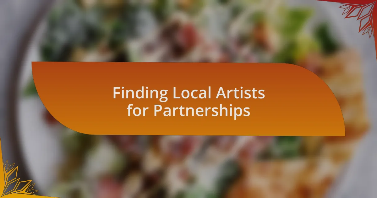 Finding Local Artists for Partnerships