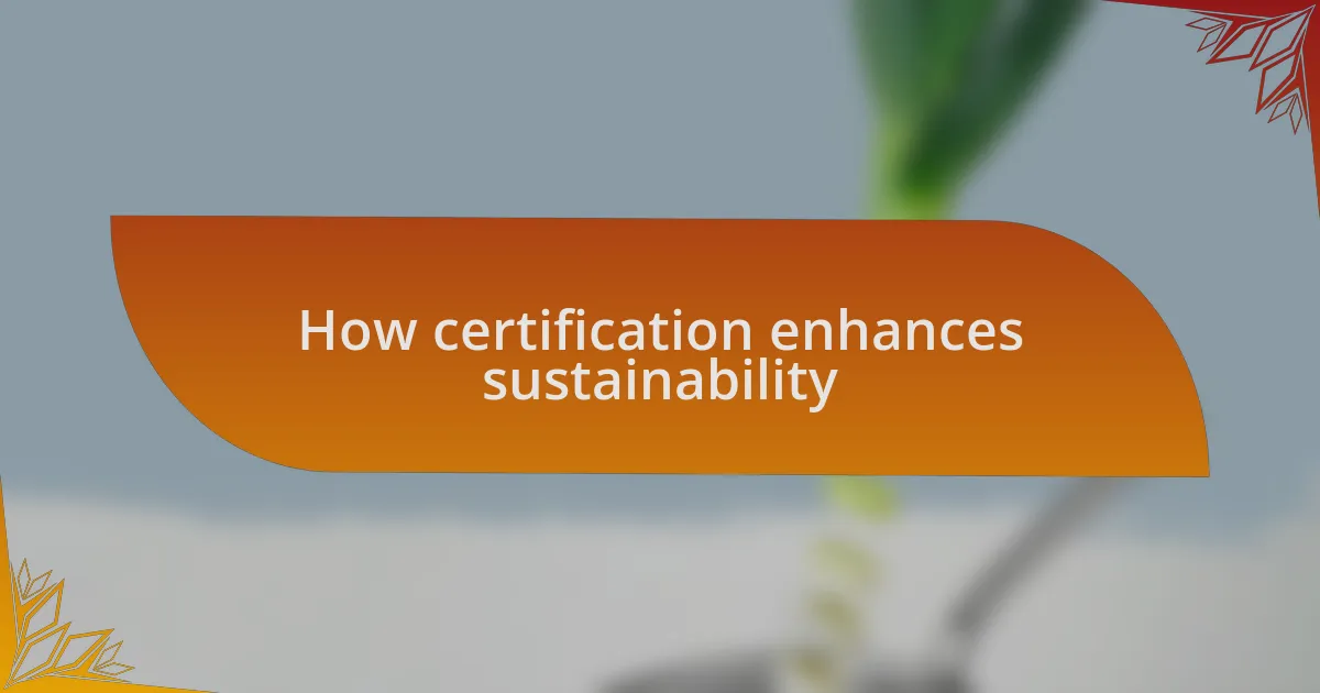 How certification enhances sustainability