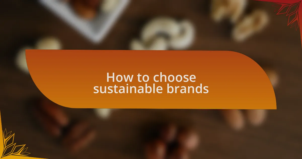 How to choose sustainable brands