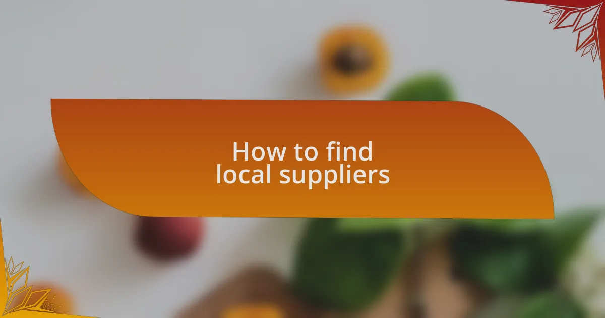 How to find local suppliers