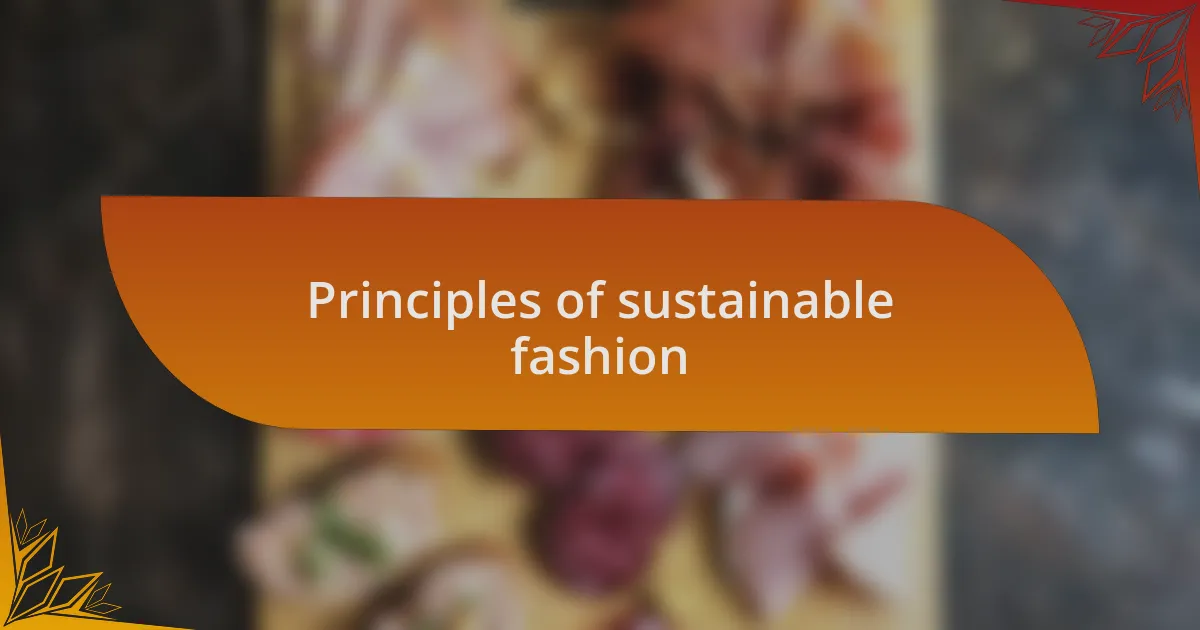 Principles of sustainable fashion