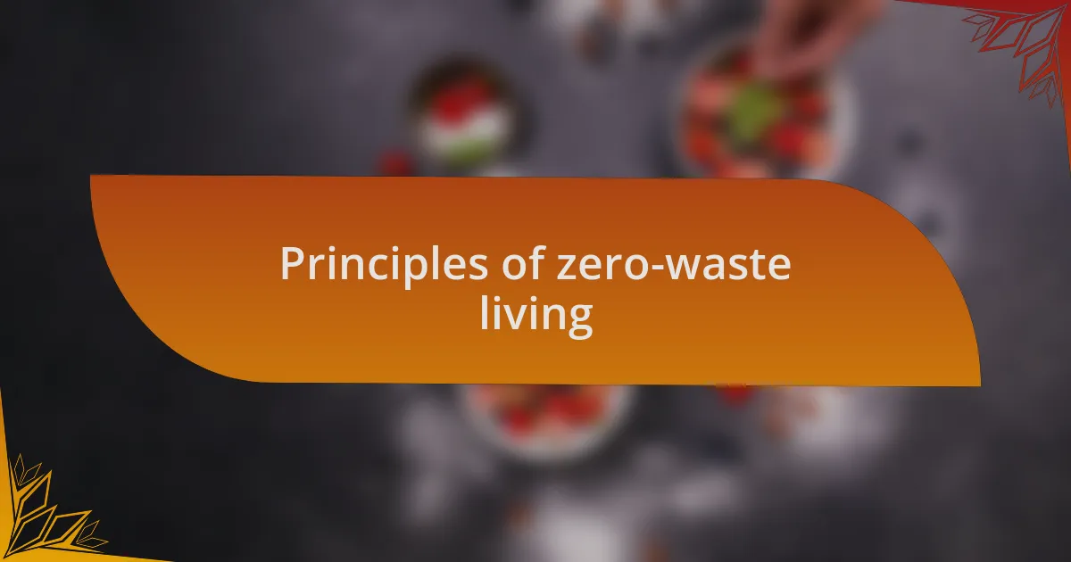 Principles of zero-waste living